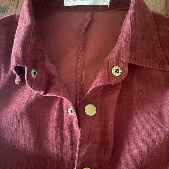 Altar'd State Deep Burgundy Velvet Bootcut Jumpsuit - Picture 4 of 5